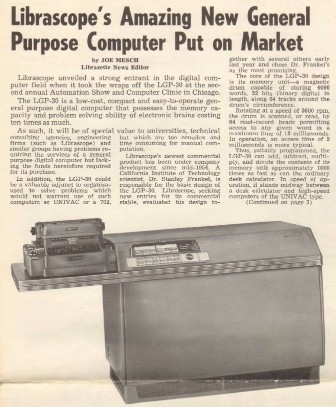1962 LGP-30 Introduction